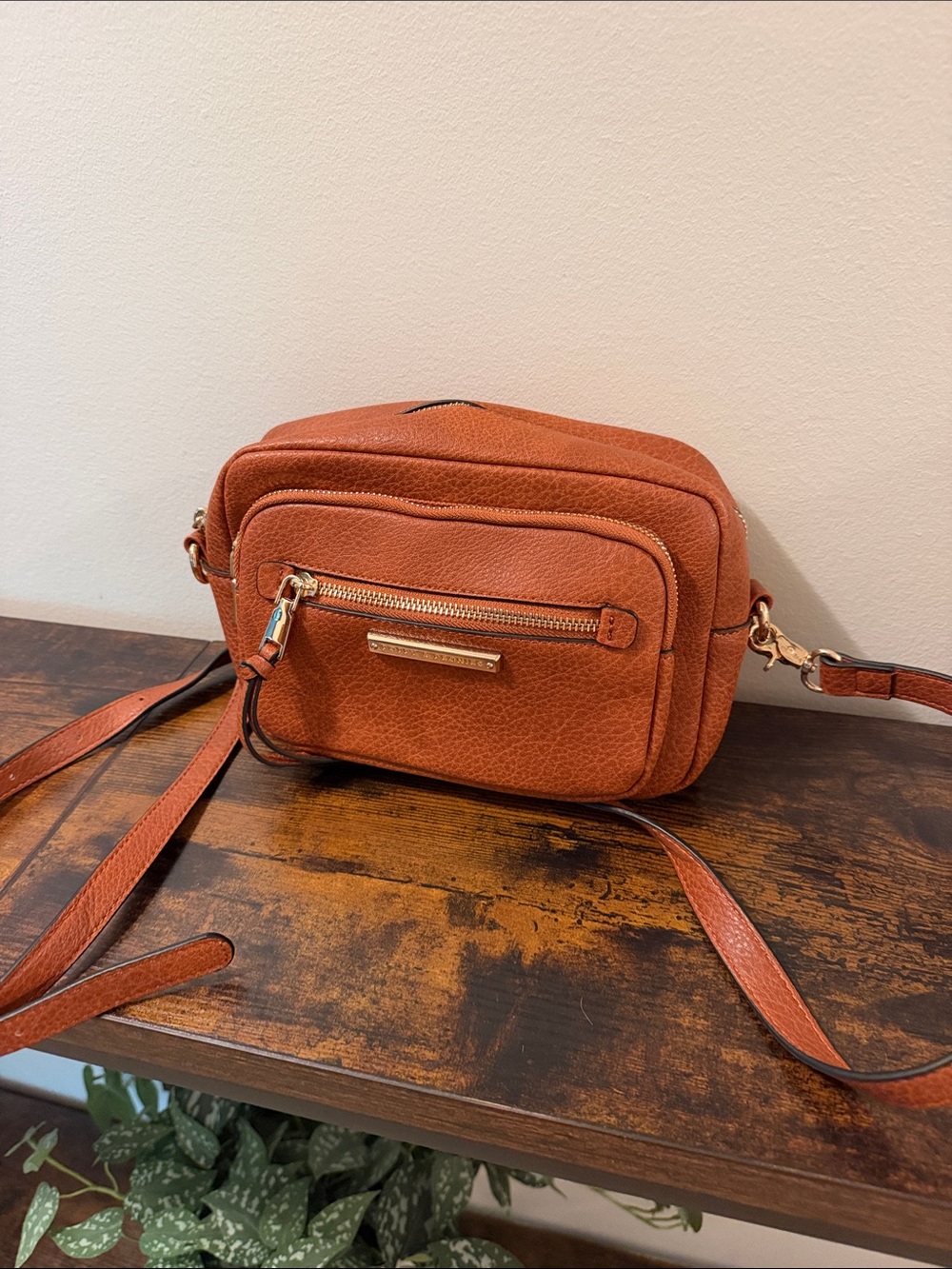 Poppy & Peonies Cognac Crossbody Camera Bag